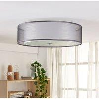 Lindby Tobia ceiling lamp, grey, textile, 50 cm, E27