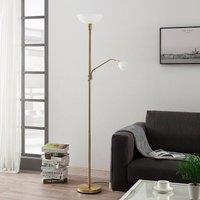 Lindby uplighter Jost, 180 cm, brass, reading lamp, E27