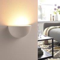 Lindby Narin wall uplighter, white, plaster, half-round, 28cm
