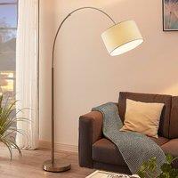 Lindby floor lamp Railyn, white, fabric, 200cm, E27