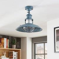 Lindby ceiling light Louisanne, grey-green, metal, 35cm
