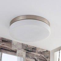Lindby bathroom ceiling lamp Amilia, 30 cm, E27, nickel, glass