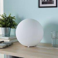 Lindby table lamp Marike, white, glass, sphere, 25 cm, E27