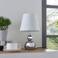 Lindby White fabric table lamp Andor with chrome base
