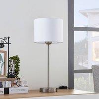 Lindby table lamp Annatina, white, nickel, height 48 cm, textile
