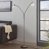 Lindby Gwendolin floor lamp, nickel-coloured, 2-bulb