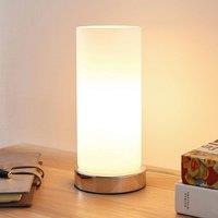 Lindby table lamp Elianna, white, glass, 24 cm, dimmable, E14