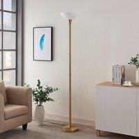 Lindby floor lamp Ignacia, brass-coloured, glass, 180 cm, E27