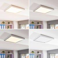 Arcchio Solvie LED ceiling light, silver, angular, 30 x 30 cm