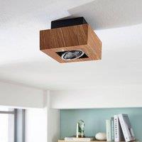 Arcchio Vince spotlight, 14 x 14 cm, wood-coloured, metal, GU10