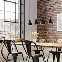 Lindby Jasminka pendant light, black and gold, 4-bulb