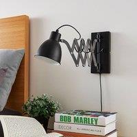 Lindby Black wall lamp Merle with scissor arm