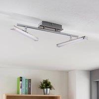 Lindby LED ceiling light Pilou, 2-bulb, dimmable, chrome