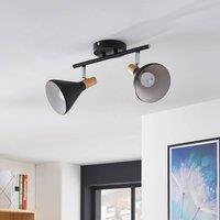 Lindby Arina ceiling light in black, 2-bulb