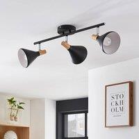 Lindby Arina ceiling light in black, 3-bulb long