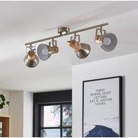 Lindby Dennis ceiling light with wood, 4-bulb