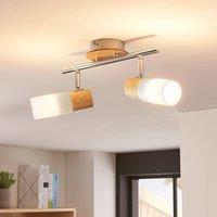Lindby Christoph wooden spotlight, 2-bulb