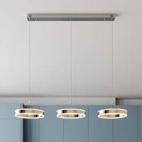 Lucande LED hanging light Lyani, 115cm, 3-bulb, chrome, dimmable