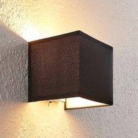 Lindby Adea fabric wall lamp with switch, 13 cm, black