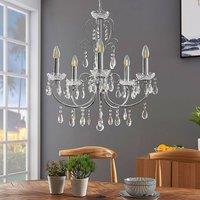 Lucande Solveig chandelier, 60 cm, 5-bulb, chrome
