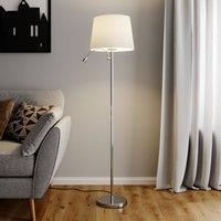 Lindby Benjiro floor lamp, white, textile, reading light, 150 cm