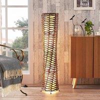Lindby floor lamp Joas, 110 cm, paper, textile, brown