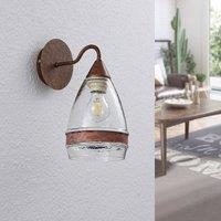 Lindby wall light Millina, 30 cm, rust brown, glass