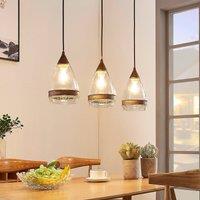 Lindby Glass pendant light Millina, rusty brown, 3-bulb