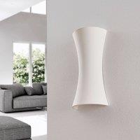 Lindby Edon wall light, white, plaster, concave, 30 cm