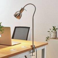 Lindby Triska clip-on light, flexible arm, satin nickel