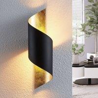 Lindby Vanni metal wall light, twisted, black and gold