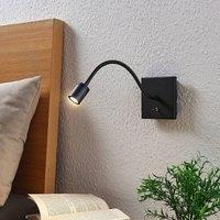 Lindby LED wall lamp Mayar, black, metal, reading lamp, 11cm