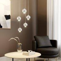 Lucande LED hanging light Hayley, 30 cm, 5-bulb, chrome, glass