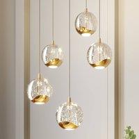 Lucande LED hanging light Hayley, 30 cm, 5-bulb, gold, glass