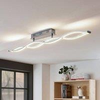 Lucande LED ceiling lamp Roan, 115 cm, chrome, stainless steel