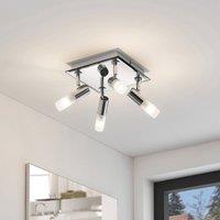 Lindby bathroom ceiling light Zela, 32 cm, chrome, 4-bulb, IP44