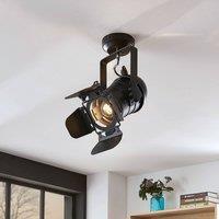 Lindby Tilen downlight, 1-bulb, black, metal, 38cm