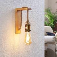 Lindby Helou wooden wall lamp, visible socket