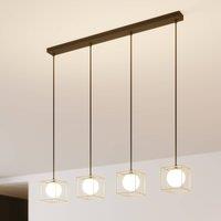 Lindby Aloam hanging light, cage and glass globes, 4-bulb