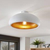 Lindby Gerwina ceiling lamp, white/gold, metal, 40 cm, E27