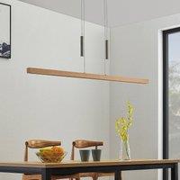 Lucande LED hanging light Tamlin, beech, wood, 140 cm, 3,000 K