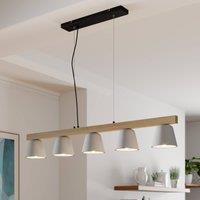 Lucande hanging light Kalinda, grey, concrete, 110.5 cm long, E14