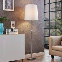 Lucande floor lamp Pordis, 155cm, chrome, white, metal, textile