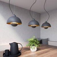 Lindby Gretja pendant light, 3-bulb, black and gold