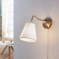 Lindby Ethan wall lamp, white/old brass, plug, 28 cm, E14