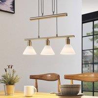 Lindby hanging light Delira, 3-bulb, nickel, height-adjustable
