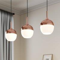 Lindby hanging light Rangina, 100 cm, copper, 3-bulb, glass