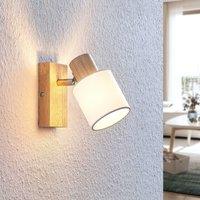 Lindby spot Wanessa, wood, white, E14, 14 cm, adjustable