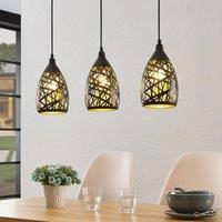 Lindby Marcello pendant light, 75 cm, 3-bulb, black-gold