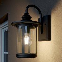 Lindby Zayn outdoor wall light, black, glass, height 33cm, IP23